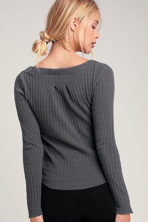 Lotta Love Charcoal Grey Button-Front Knit Cardigan 4