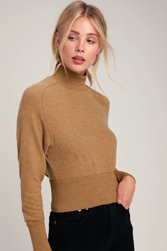 mustard mock neck top
