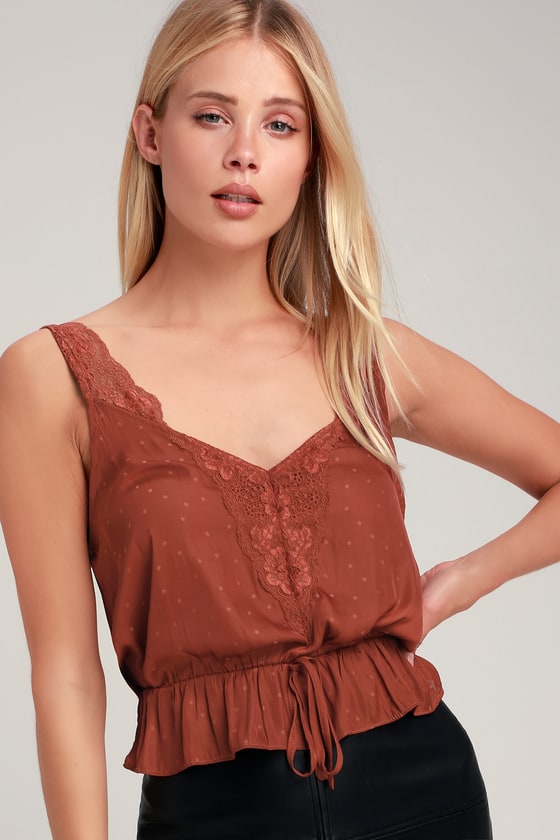 Sexy Rust Red Cami Top - Lace Cami Top - Satin Cami Top - Lulus