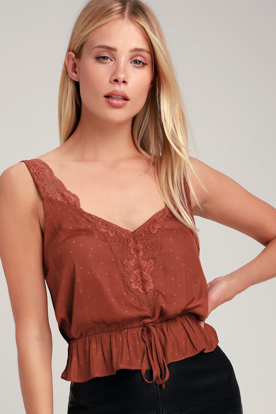 Sexy Rust Red Cami Top - Lace Cami Top - Satin Cami Top - Lulus