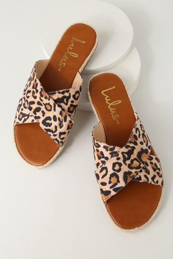 slip on leopard sandals