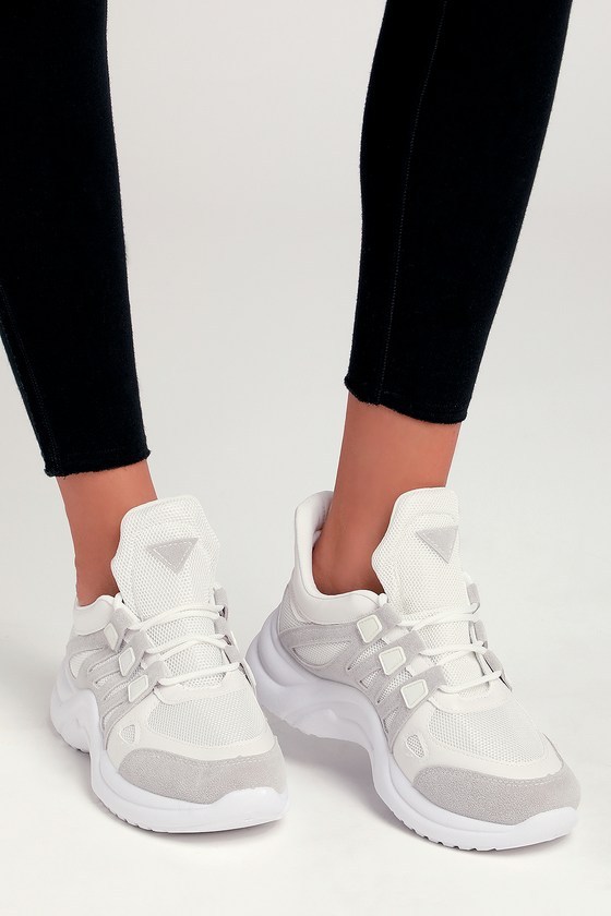 Cool Grey Sneakers - White Sneakers - White Dad Sneakers - Lulus