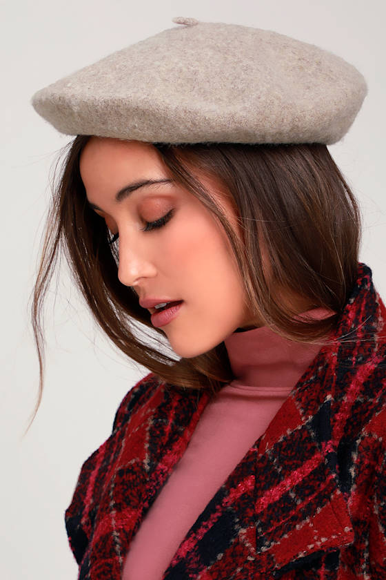 Audrey Heather Beige Wool Beret 2