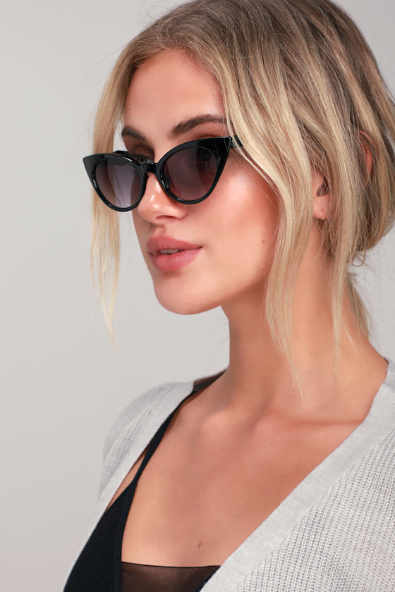 Wicked Wanda Black Cat-Eye Sunglasses 1