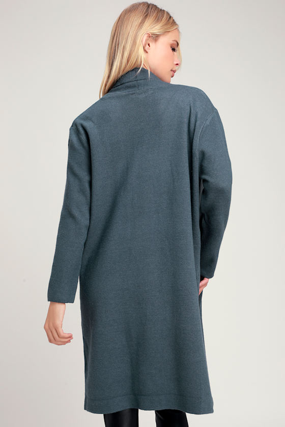 Nena Washed Navy Blue Sweater Coat 2