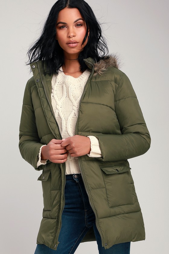 Jack by BB Dakota Moon Walker - Olive Green Puffer Jacket - Coat - Lulus