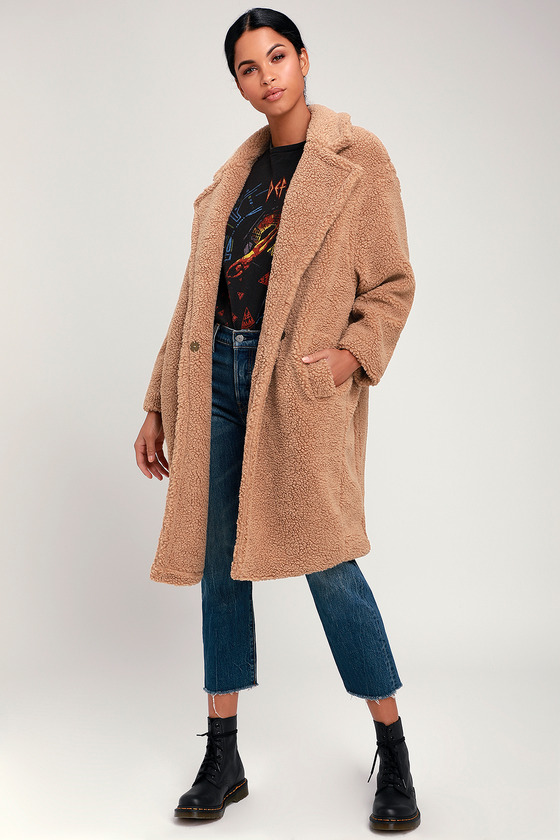 Cozy Light Brown Teddy Coat - Faux Fur Coat - Oversized Coat - Lulus
