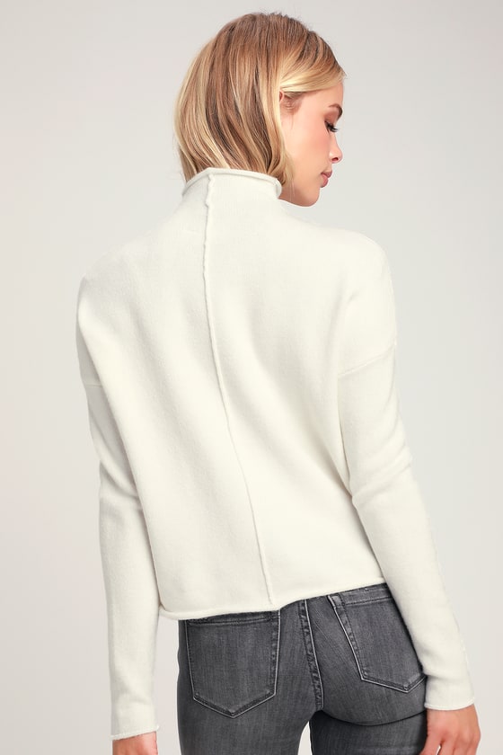 RD Style - White Sweater - Funnel Neck Sweater - Solid Sweater - Lulus