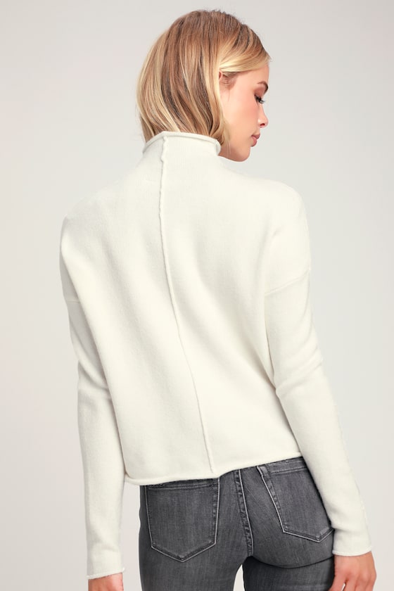 Neina White Funnel Neck Sweater Top 3