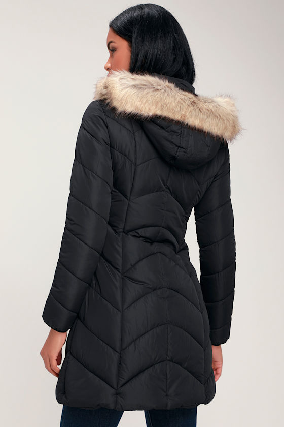Weather the Storm Black Hooded Midi Puffer Coat 5
