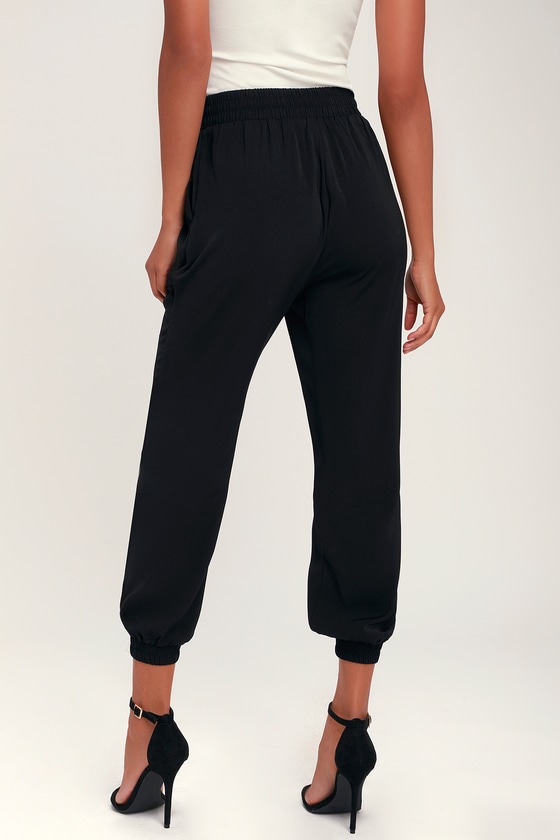 high waisted black jogger pants