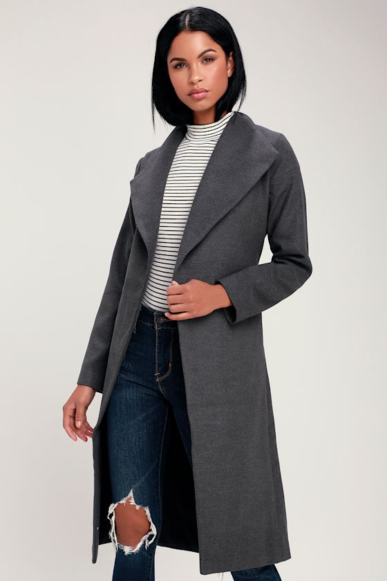 The Fifth Label Offside Charcoal Grey Coat Midi Coat Lulus