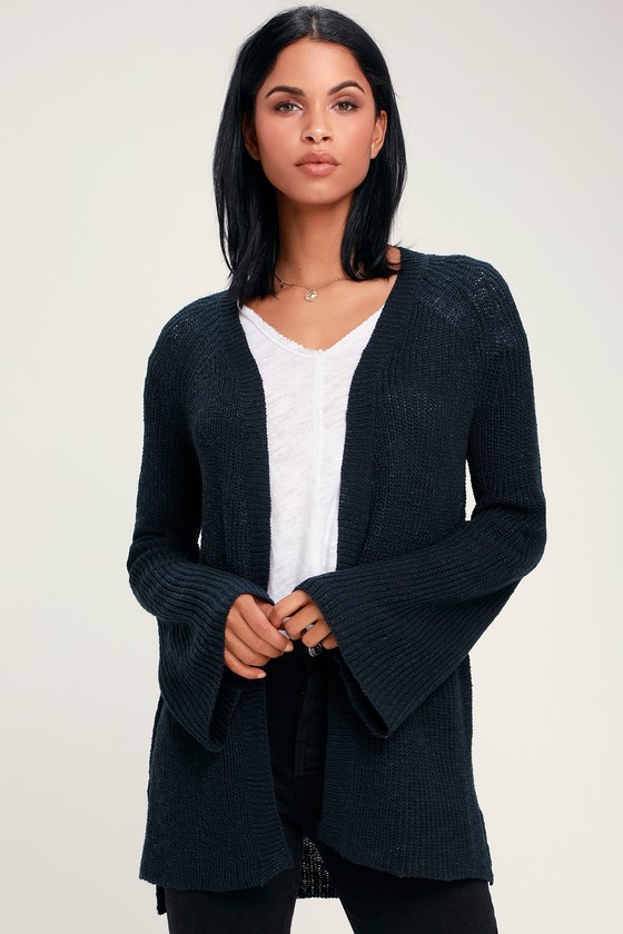Olive & Oak Jessamy Navy Blue Cardigan Sweater Knit Cardigan Lulus