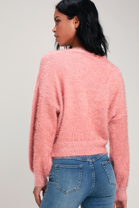 cream fuzzy cardigan sweater