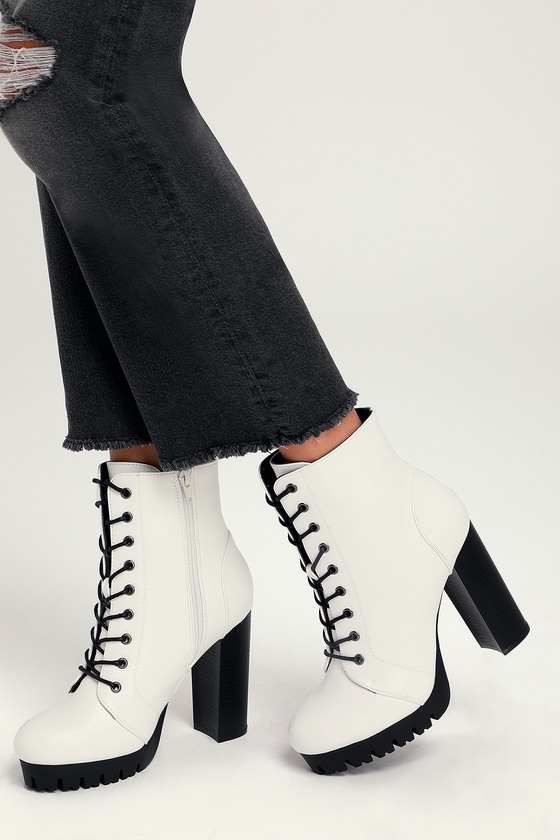 white long platform boots