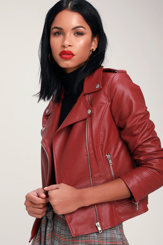 BB Dakota Just Ride Jacket - Brick Red Jacket - Vegan Moto Jacket - Lulus