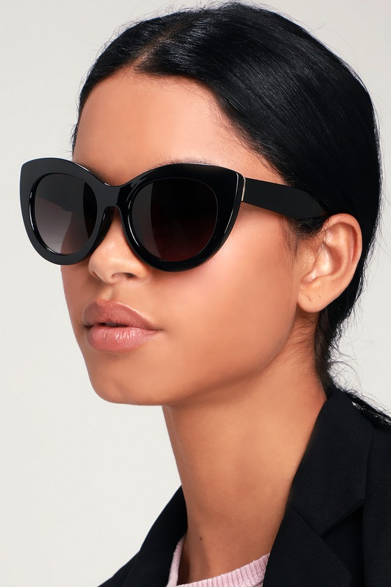 Black round cat eye sunglasses 2025