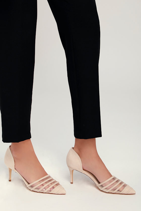 Sabina Natural Mesh Kitten Heel Pumps 1