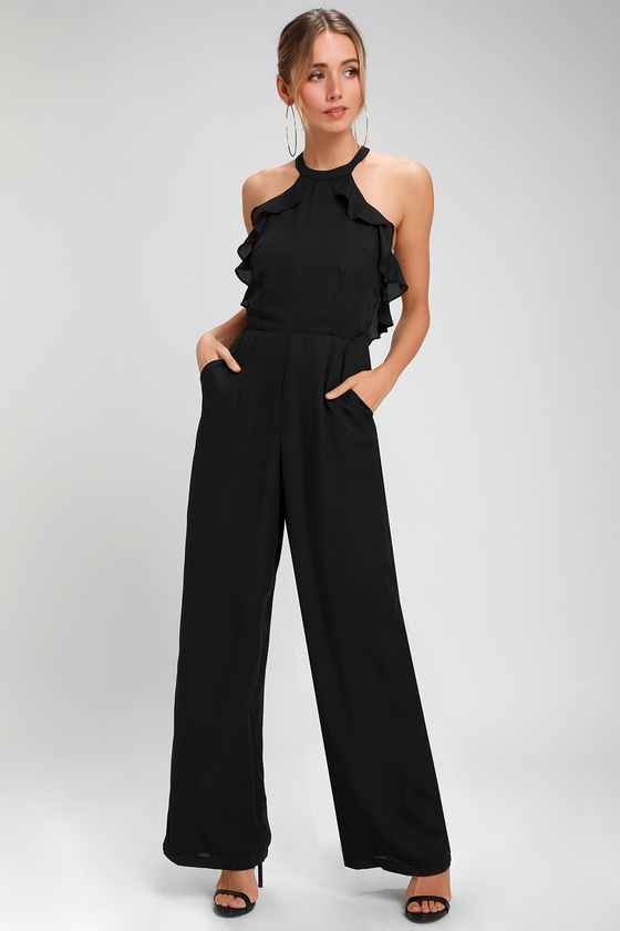 Formal Jumpsuit - Ruffled Jumpsuit - Chic Black Jumpsuit - Lulus