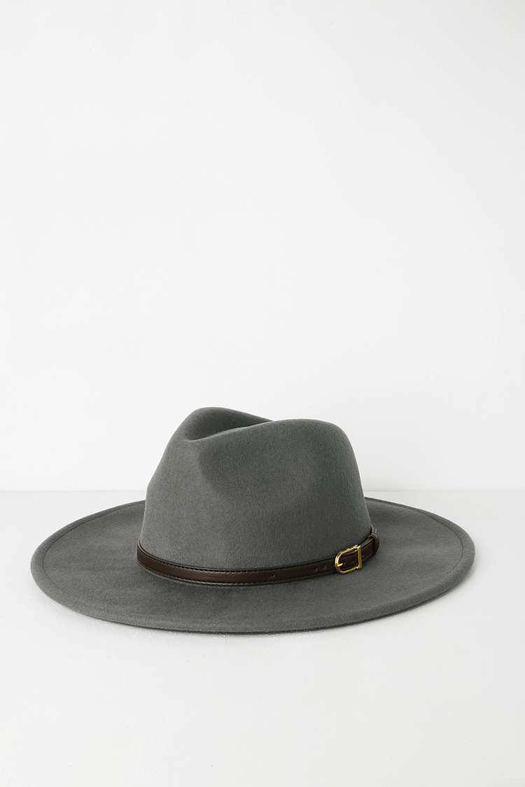 Cute Grey Hat - Wool Hat - Felted Wool Fedora Hat - Hat - Lulus display picture 1