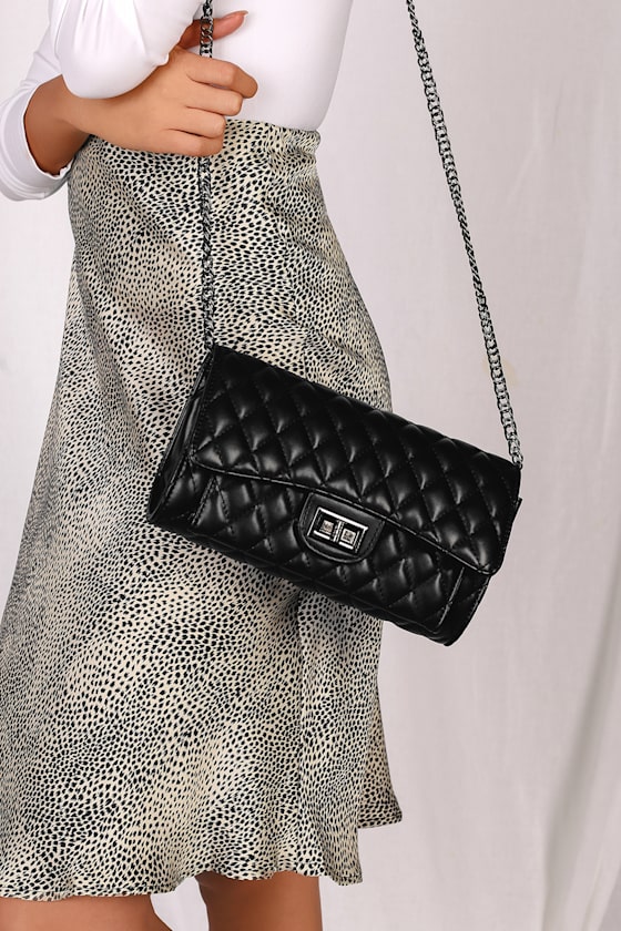 Chic Black Clutch Quilted Clutch Vegan Leather Clutch Lulus