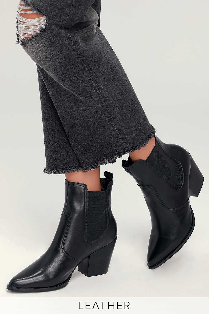 Semejanza Dureza Inhibir Steve Madden Patricia - Black Leather Ankle Boot - Chelsea Boot - Lulus