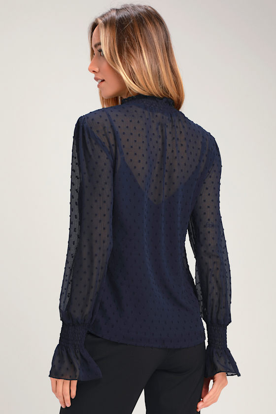 Royal Blue Swiss dot top main image 1