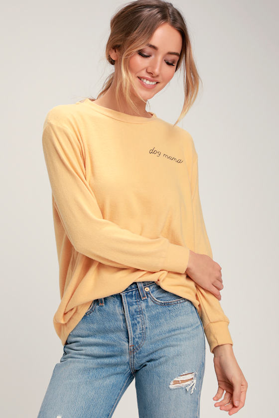 Dog Mama Mustard Yellow Sweater Top 2