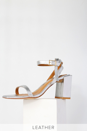 Jaggar Essential Lizard Heel Silver Heels High Heel Sandals