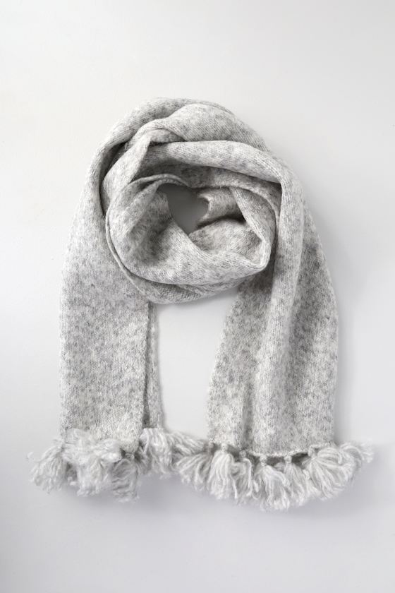 Cute Heather Grey Scarf - Grey Knit Scarf - Fringe Scarf - Lulus