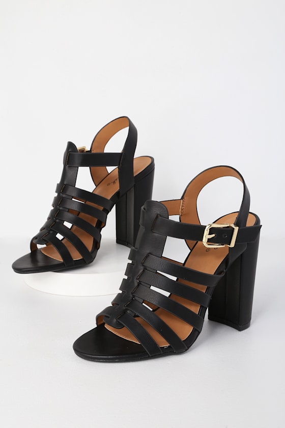 caged mid heels