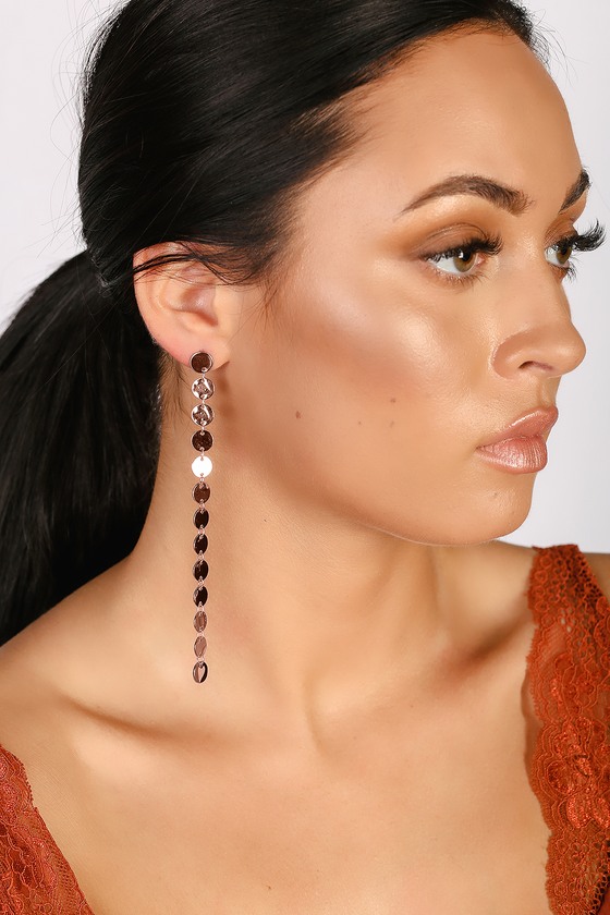 Bronx Rose Gold Drop Earrings - Lulus