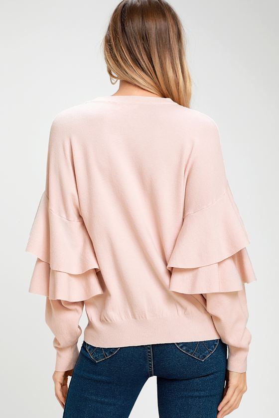 All Ruffled Up Light Blush Sweater Top 2