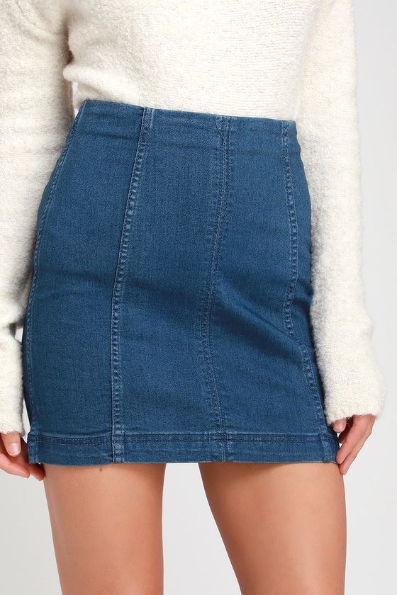 free people modern femme denim skirt