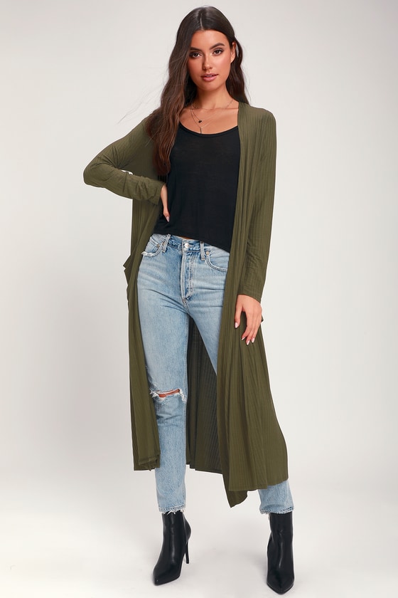 Black Cardigan Sweater - Longline Cardigan - Ribbed Duster - Lulus