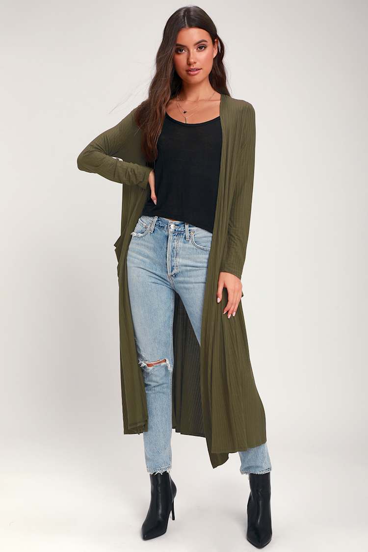 Olive Green Olive Cardigans Knit Belted Cardigan Muted Green