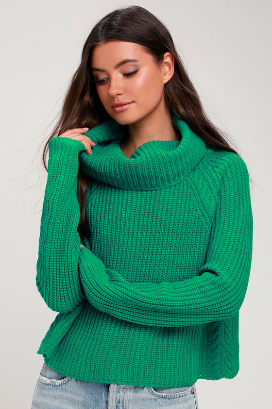 Cute Green Sweater Cowl Neck Sweater Cozy Sweater Lulus