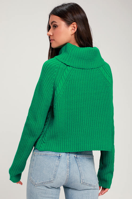 Anzen Green Cowl Neck Sweater 4