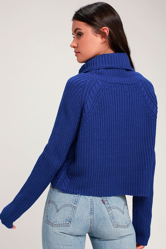 royal blue cowl neck sweater