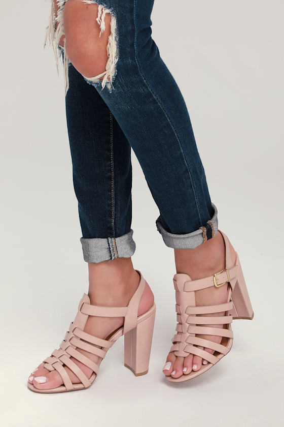 Cute Caged Heels Blush Caged Heels Vegan Leather Heels Lulus
