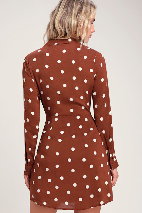 Rust Blue Polka knot Cut out Dress