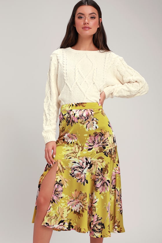 Cute Yellow Skirt Floral Print Skirt Yellow Floral Skirt Lulus