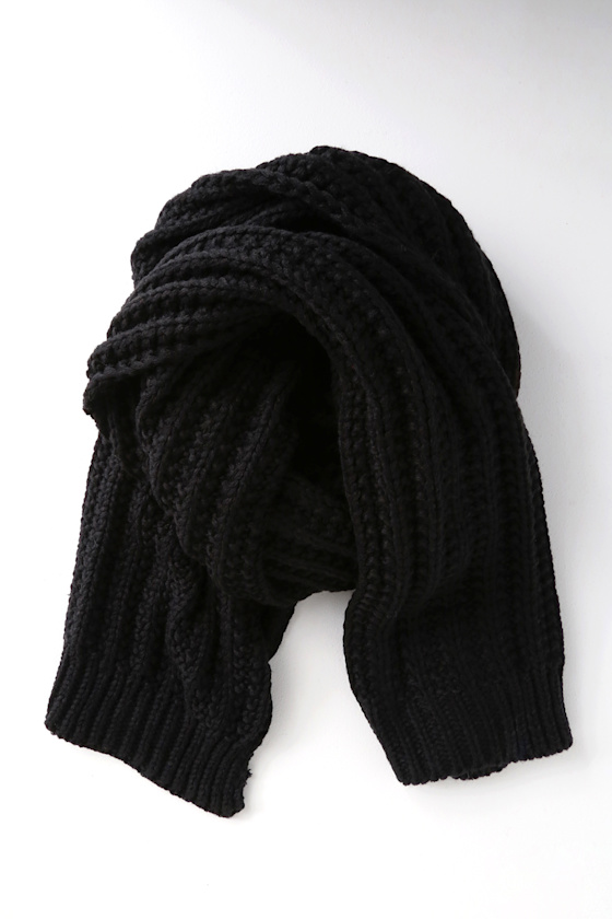 Cute Black Scarf Black Knit Scarf Chunky Knit Scarf Lulus