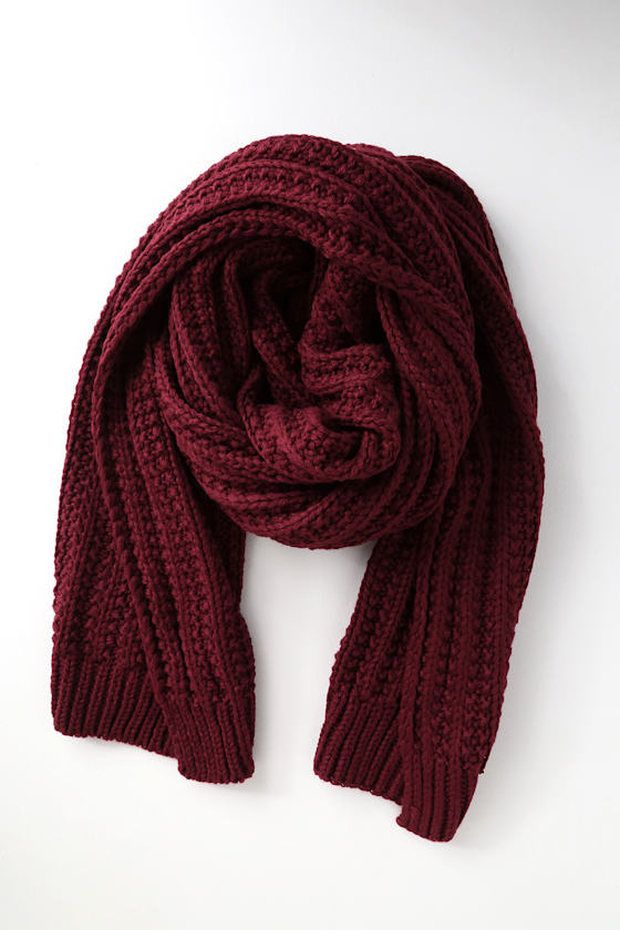 Cute Burgundy Scarf Burgundy Knit Scarf Chunky Knit Scarf Lulus