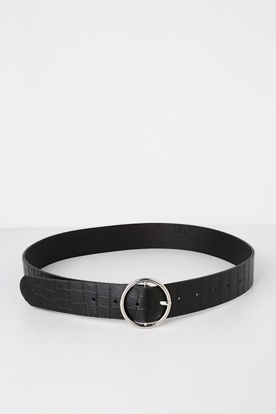 Arlee Black Crocodile Embossed Belt 1