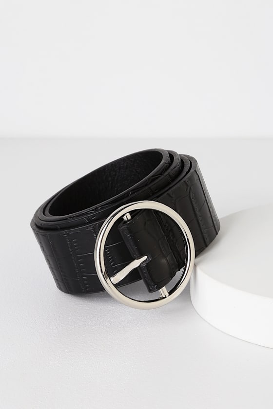 Arlee Black Crocodile Embossed Belt 2
