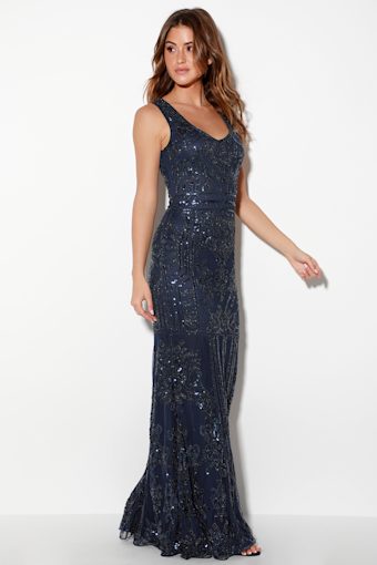 Dramatic Entrance Navy Blue Sequin Maxi Dress 4