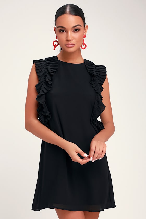 We Got The Pleat Black Statement Sleeve Shift Dress 2