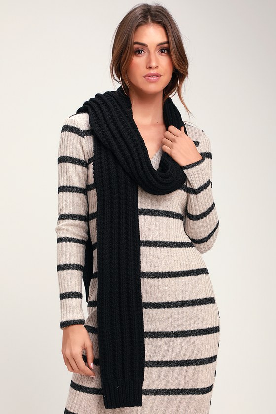Cute Black Scarf - Black Knit Scarf - Chunky Knit Scarf - Lulus Cute Black Scarf - Black Knit Scarf - Chunky Knit Scarf - Lulus