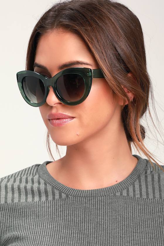 Cute Green Sunglasses CatEye Sunglasses Round Sunnies Lulus